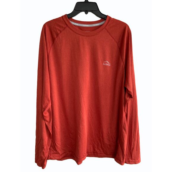 LL Bean Slightly Fitted Jersey Layer Orange Raglan Sleeve Pullover Size L Reg - Picture 1 of 4